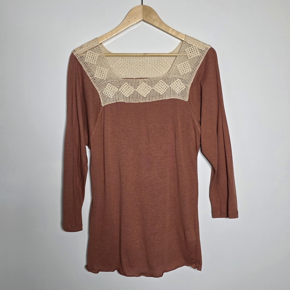 Anthropologie TINY rayon blend red clay 3/4 Sleeve lightweight shirt / top